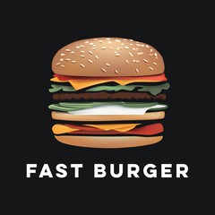 burger illustration with dark background