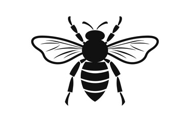 A Flying Bee black Silhouette Clipart, Honey Bee black Vector