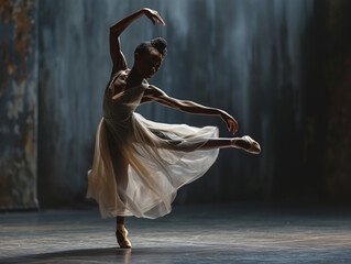 A Black Ballet Dancer Performing A Piece Inspired By African-American History Blending Classical...