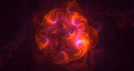 3D rendering abstract multicolored fractal light background with bright center