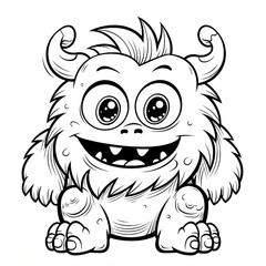 Obraz premium Cute cartoon monster coloring page for kids. Simple animal coloring page