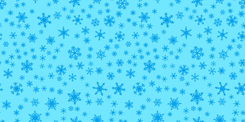 Snowflakes seamless pattern for Christmas holidays. Xmas snowflake ornament for winter holidays greeting card or wrapper. Christmas snowfall texture.