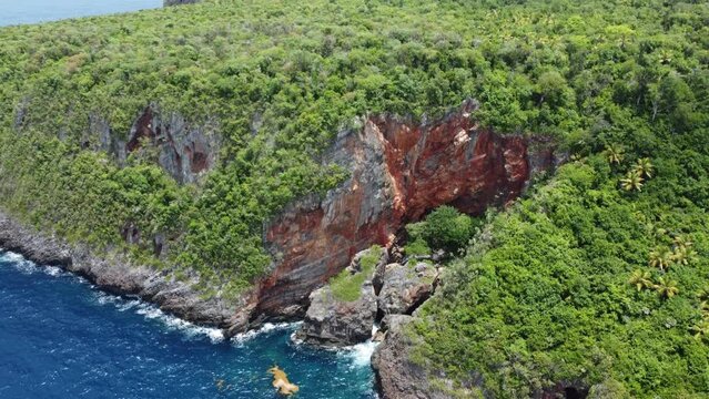 Aerial view of the rocky coastline at Cabo Cabr&oacute;n near Las Galeras on the Saman&aacute; peninsula in the Dominican Republic