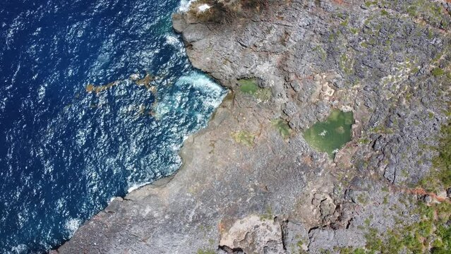 Aerial view of the rocky coastline at Cabo Cabr&oacute;n near Las Galeras on the Saman&aacute; peninsula in the Dominican Republic