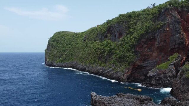 Aerial view of the rocky coastline at Cabo Cabr&oacute;n near Las Galeras on the Saman&aacute; peninsula in the Dominican Republic