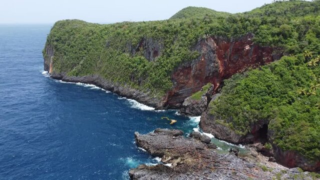 Aerial view of the rocky coastline at Cabo Cabr&oacute;n near Las Galeras on the Saman&aacute; peninsula in the Dominican Republic