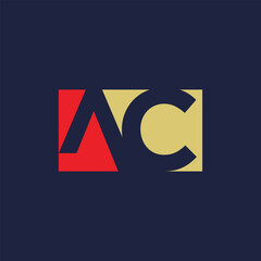 AC letter initial colorful design for business