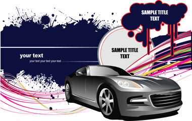Grunge background  with car images. Vector illustration