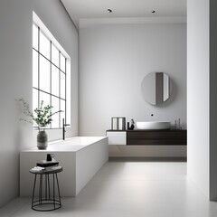 interior design of bathroom with gray sink