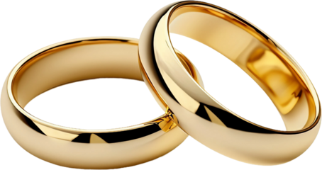 투명한 배경 위에 커플 금반지