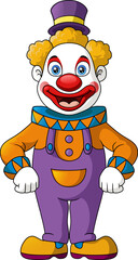 Cute clown cartoon on white background