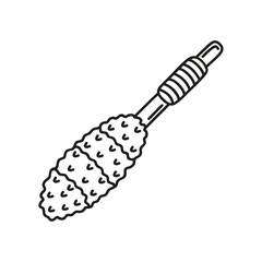 Obraz premium Hand drawn duster on a white isolated background. Cleaning equipment and supplies, home keeping. Doodle, simple outline illustration. 
