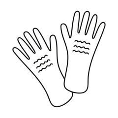 Hand drawn rubber gloves on a white isolated background. Cleaning equipment and supplies, home keeping. Doodle, simple outline illustration.