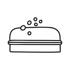 Hand drawn soap on a white isolated background. Doodle, simple outline illustration.