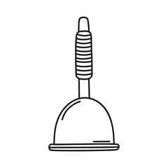 Hand drawn rubber plunger on a white isolated background. Cleaning equipment and supplies, home keeping. Doodle, simple outline illustration. 