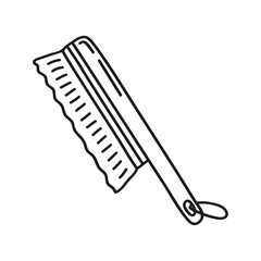 Hand drawn brush for cleaning and washing on a white isolated background. Cleaning equipment and supplies, home keeping. Doodle, simple outline illustration.