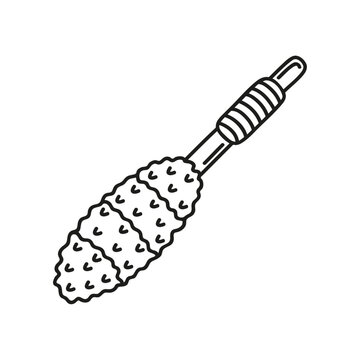 recommend clip art: Hand drawn duster on a white isolated background. Cleaning equipment and supplies, home keeping. Doodle, simple outline illustration. 