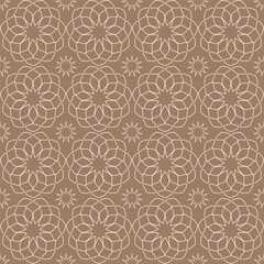 Line flowers seamless background. Kaleidoscope pattern Mosaic vector illustration Isolated 