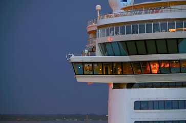 Huge modern cruiseship or cruise ship liner Dream or Fantasy departure from Orlando cruise port...