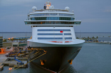 Huge modern cruiseship or cruise ship liner Dream or Fantasy departure from Orlando cruise port...