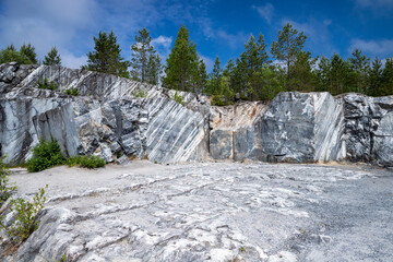 Fototapeta na wymiar Karelian landscape photo taken on a summer day. Former marble quarry