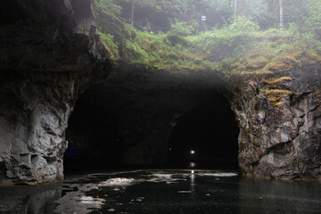 Marble quarry on a rainy day. Ruskeala, Republic of Karelia