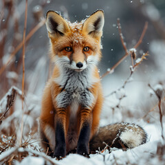 Fototapeta premium red fox in snow