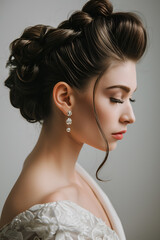 Close-up of Twisted Updo Hairstyle, young attractive model