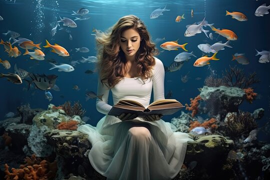 A passionate marine biologist, a woman studying coral reefs underwater