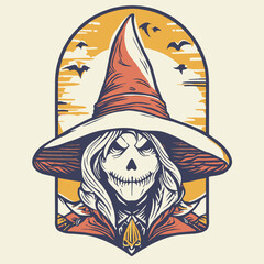 the witch hallowen vector