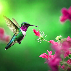 "Whispers of Color: Up-Close Elegance in Captivating Hummingbird Close-Ups" Generated AI