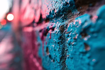 Foto op Plexiglas A colorful wall with a blue and pink hue © Aryan