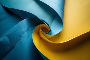 Colorful Paper Rolls in Blue, Yellow, and Green