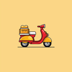 Delivery man riding a scooter illustration, Food delivery vector