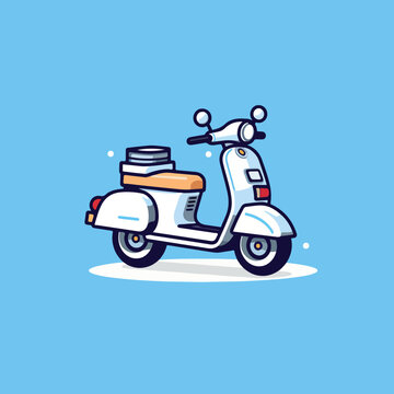 Delivery man riding a scooter illustration, Food delivery vector