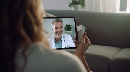 In an image illustrating the era of virtual healthcare, an anonymous person engages in a video call with a doctor, highlighting the convenience of telemedicine. - Powered by Adobe