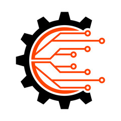 Gear Technology Vector Logo Design Template