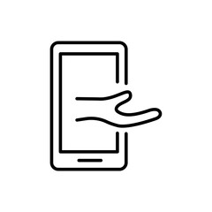 Mobile delivery outline icons, online shopping minimalist vector illustration ,simple transparent graphic element .Isolated on white background