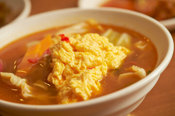 Japanese style ramen with various toppings