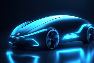 Futuristic sports car technology concept with wireframe intersection