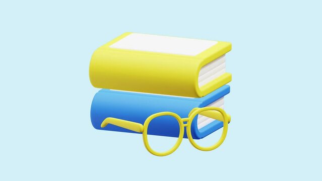 Visionary Books animated 3d icon. Great for business, technology, company, websites, apps, education, marketing and promotion. Library 3d icon animation.