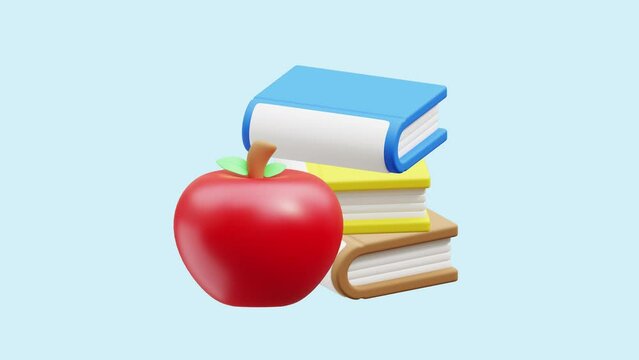 Apple Books animated 3d icon. Great for business, technology, company, websites, apps, education, marketing and promotion. Library 3d icon animation.