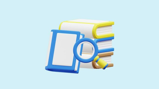 Book Discover animated 3d icon. Great for business, technology, company, websites, apps, education, marketing and promotion. Library 3d icon animation.