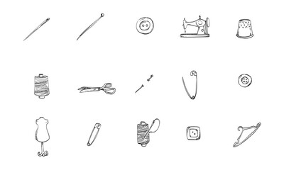 sewing equipment handdrawn collection