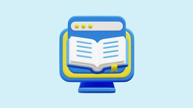 Online Library animated 3d icon. Great for business, technology, company, websites, apps, education, marketing and promotion. Library 3d icon animation.