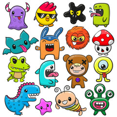 Set of Cute Cartoon Monsters
