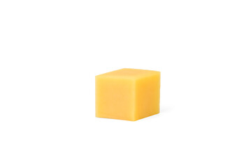 Cheese cubes isolated on white background.
