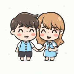Fototapeta premium Valentine's day couple , cartoon sticker icon white background