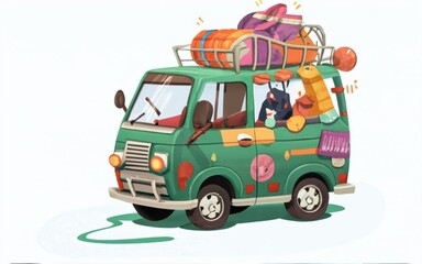 Big red agricultural tractor isolated on a white background