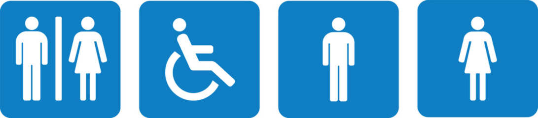 Toilet signs blue collection, Vector Illustration